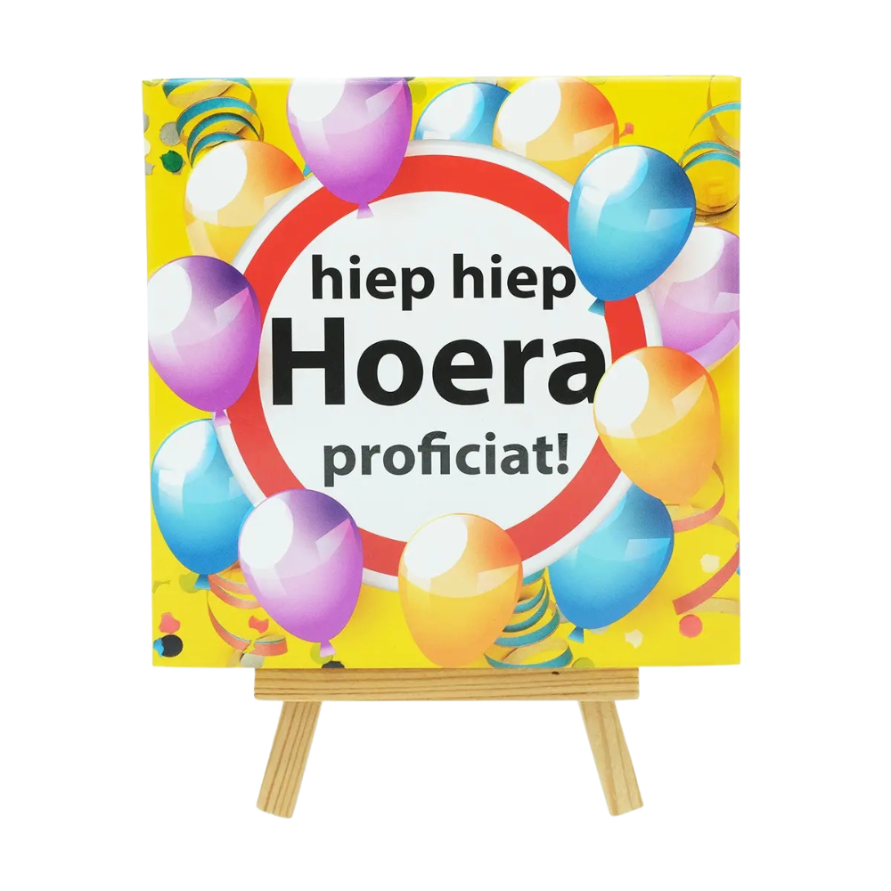 Hieperdepiep, het is feest ! Voor jou deze chocolade.