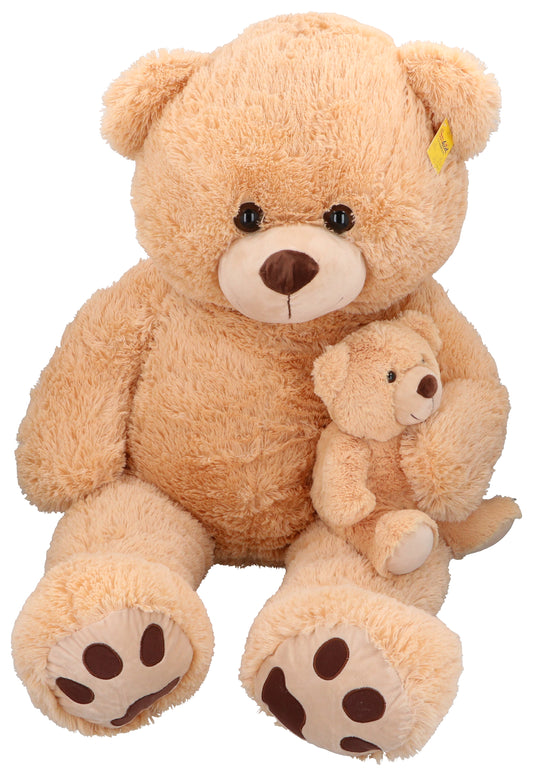 Pluche beer met baby, 130 cm.